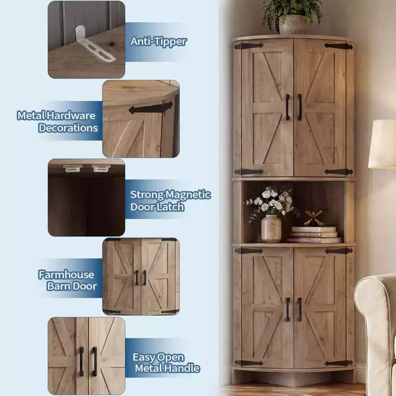 Armoire de coin de ferme Garde-manger d'angle