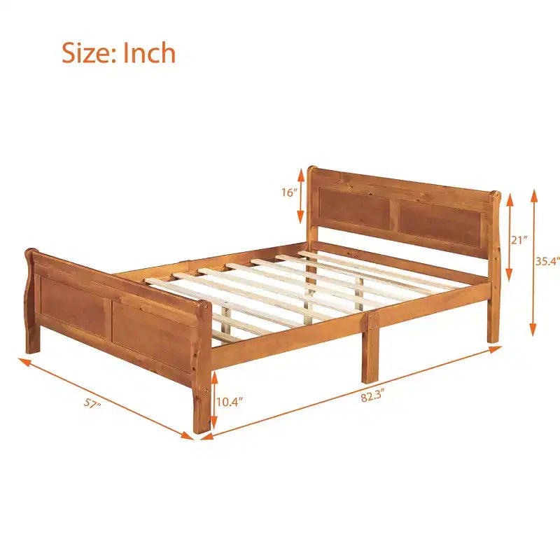 Lit plateforme double moderne en bois avec tête de lit
