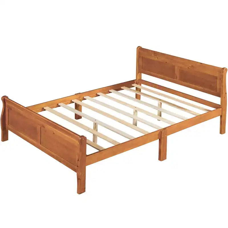 Lit plateforme double moderne en bois avec tête de lit