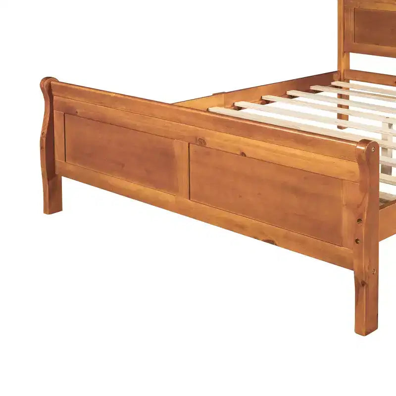 Lit plateforme double moderne en bois avec tête de lit