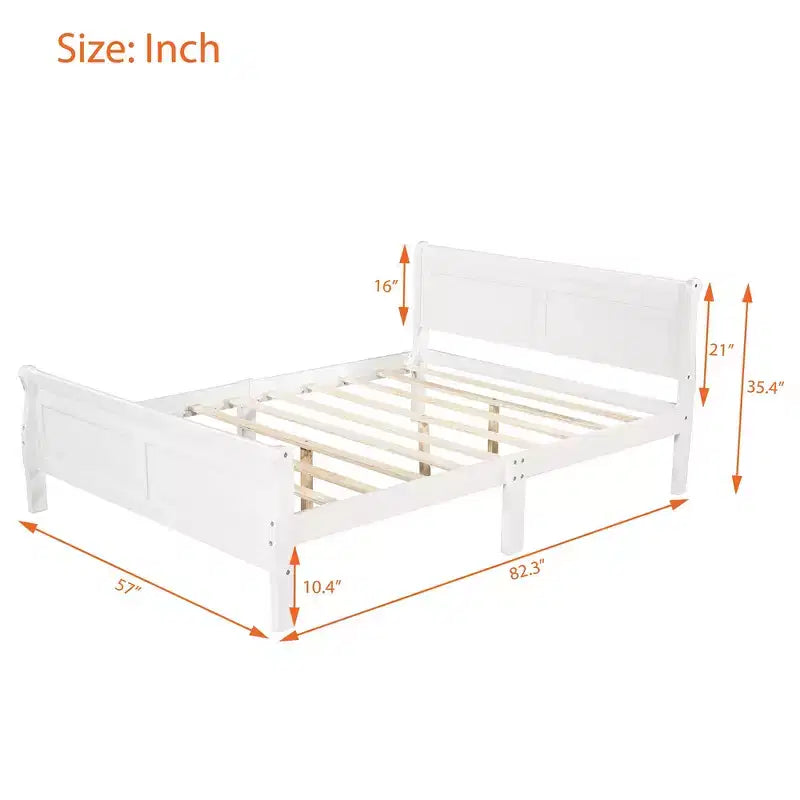 Lit plateforme double moderne en bois avec tête de lit