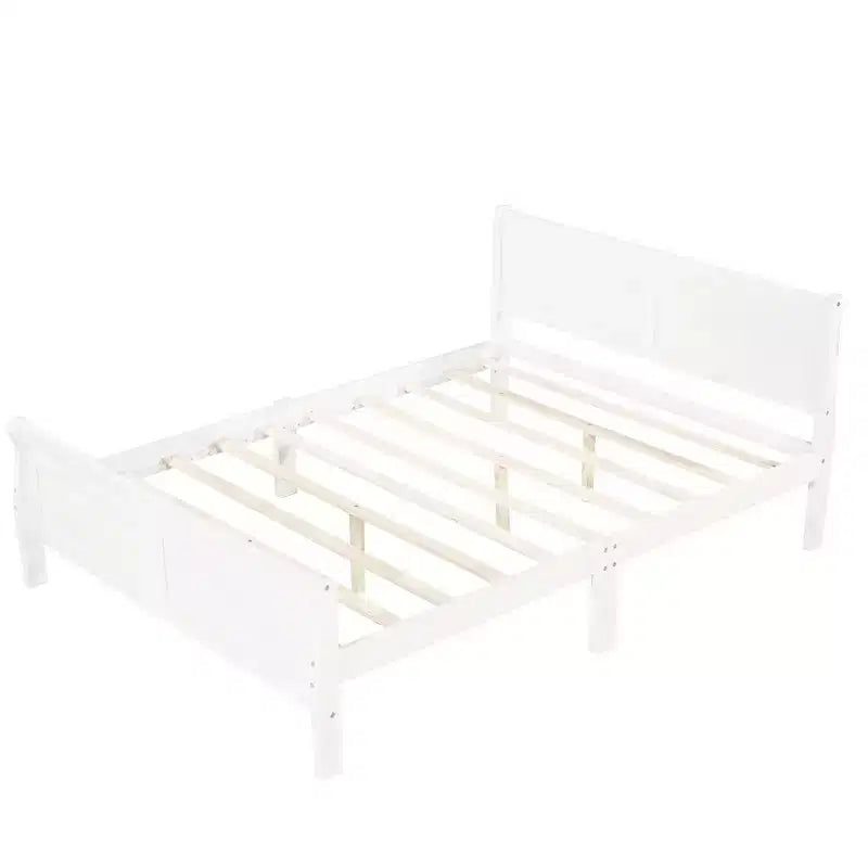 Lit plateforme double moderne en bois avec tête de lit