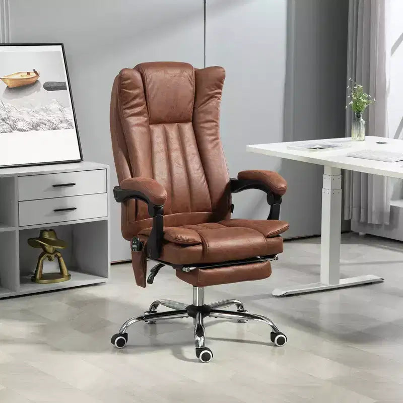 Chaise de bureau de massage avec 6 points de massage et fonction chauffante Fauteuil de bureau inclinable