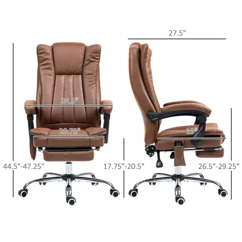 Chaise de bureau de massage avec 6 points de massage et fonction chauffante Fauteuil de bureau inclinable