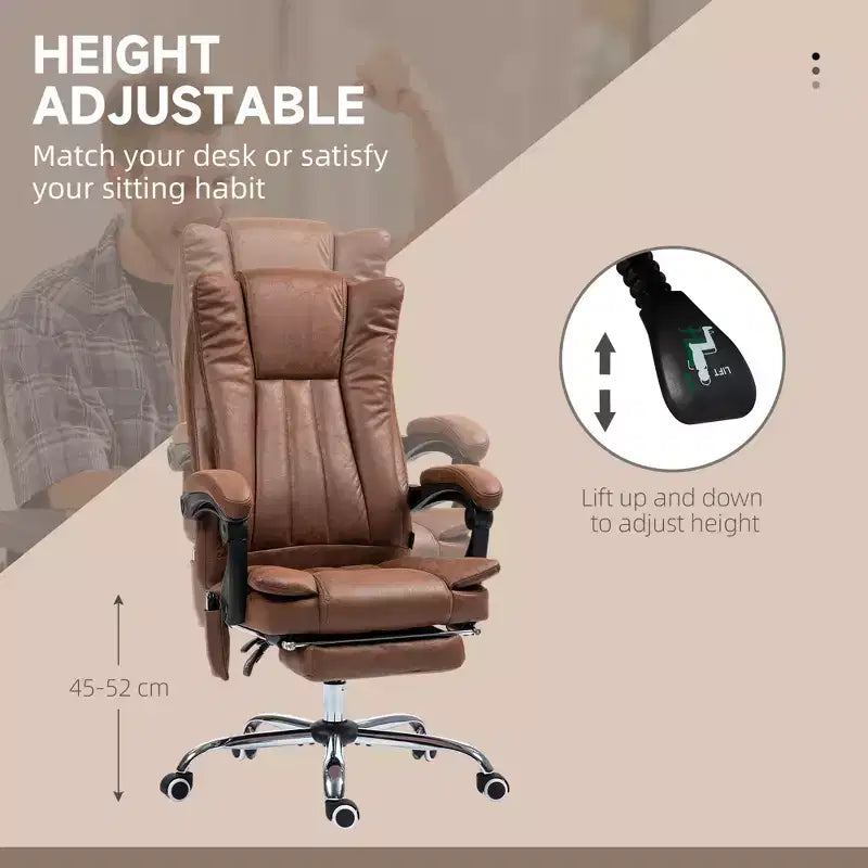 Chaise de bureau de massage avec 6 points de massage et fonction chauffante Fauteuil de bureau inclinable