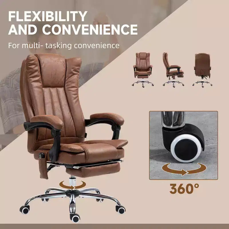 Chaise de bureau de massage avec 6 points de massage et fonction chauffante Fauteuil de bureau inclinable