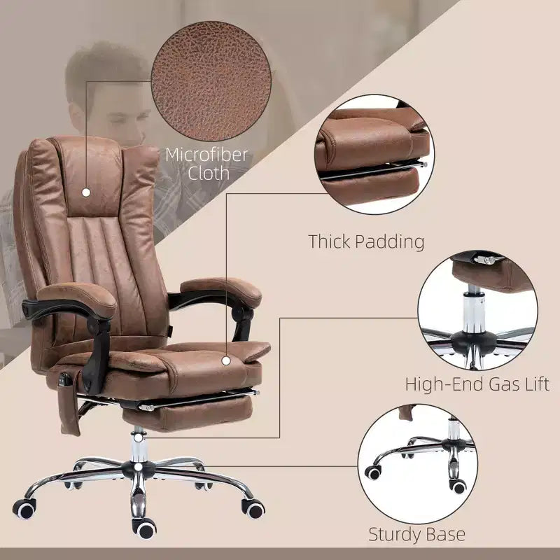 Chaise de bureau de massage avec 6 points de massage et fonction chauffante Fauteuil de bureau inclinable