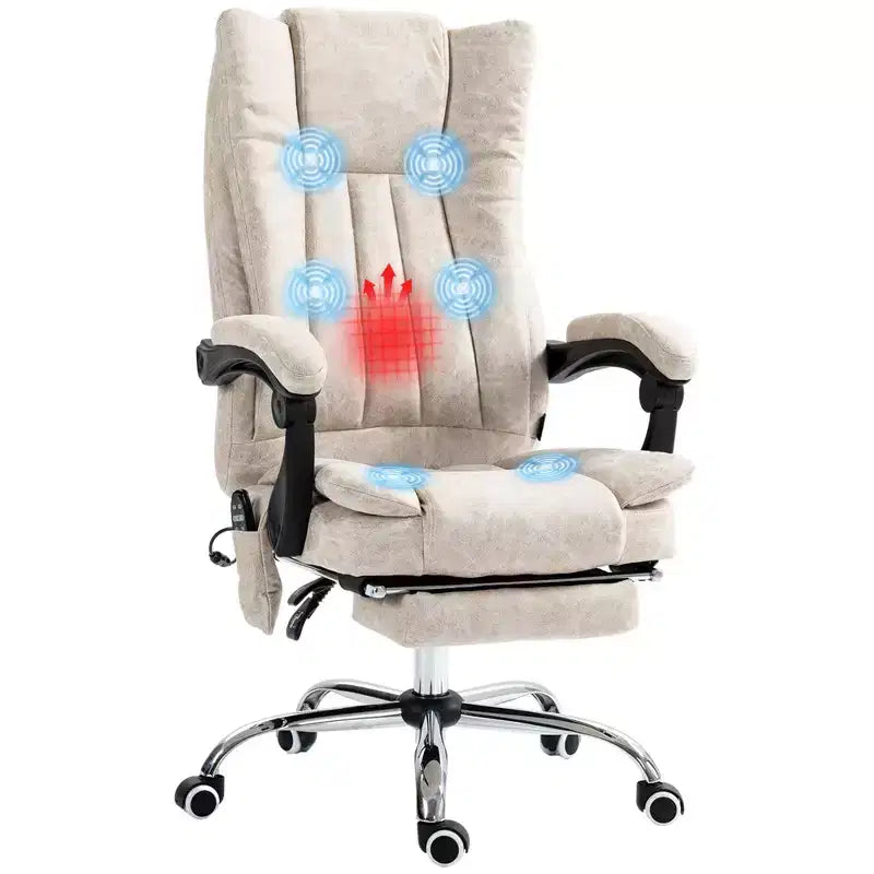 Chaise de bureau de massage avec 6 points de massage et fonction chauffante Fauteuil de bureau inclinable