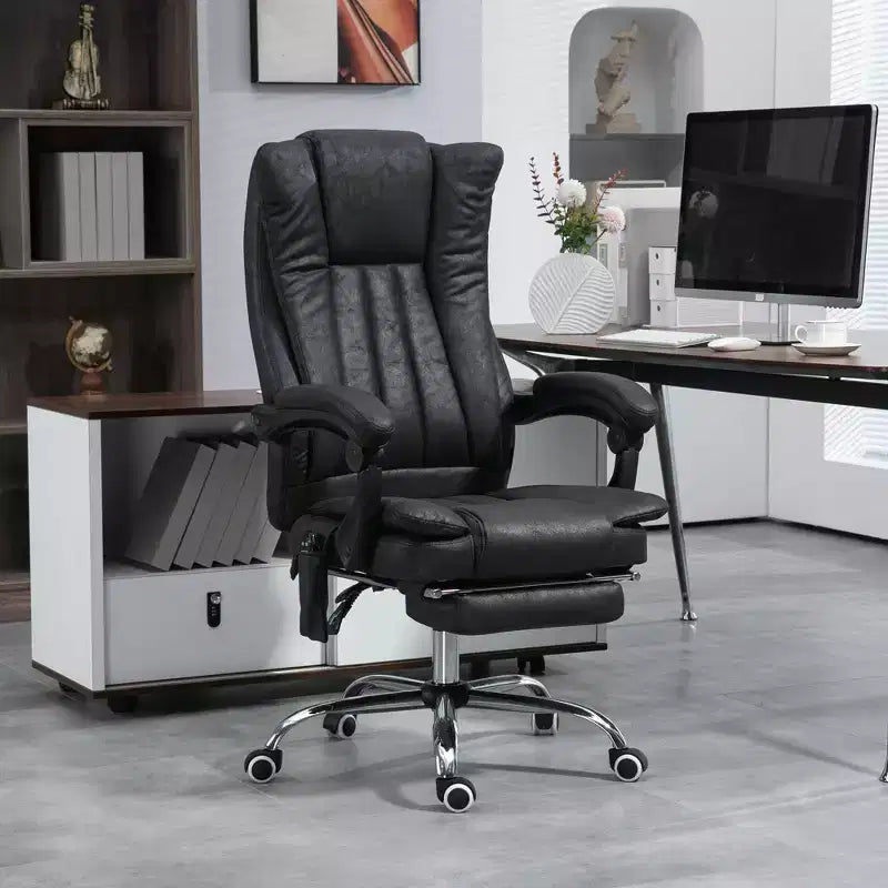 Chaise de bureau de massage avec 6 points de massage et fonction chauffante Fauteuil de bureau inclinable