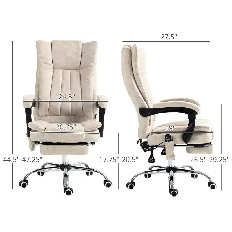 Chaise de bureau de massage avec 6 points de massage et fonction chauffante Fauteuil de bureau inclinable