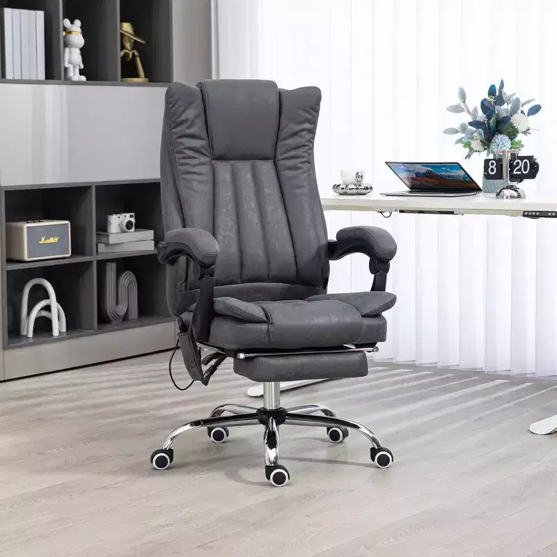 Chaise de bureau de massage avec 6 points de massage et fonction chauffante Fauteuil de bureau inclinable