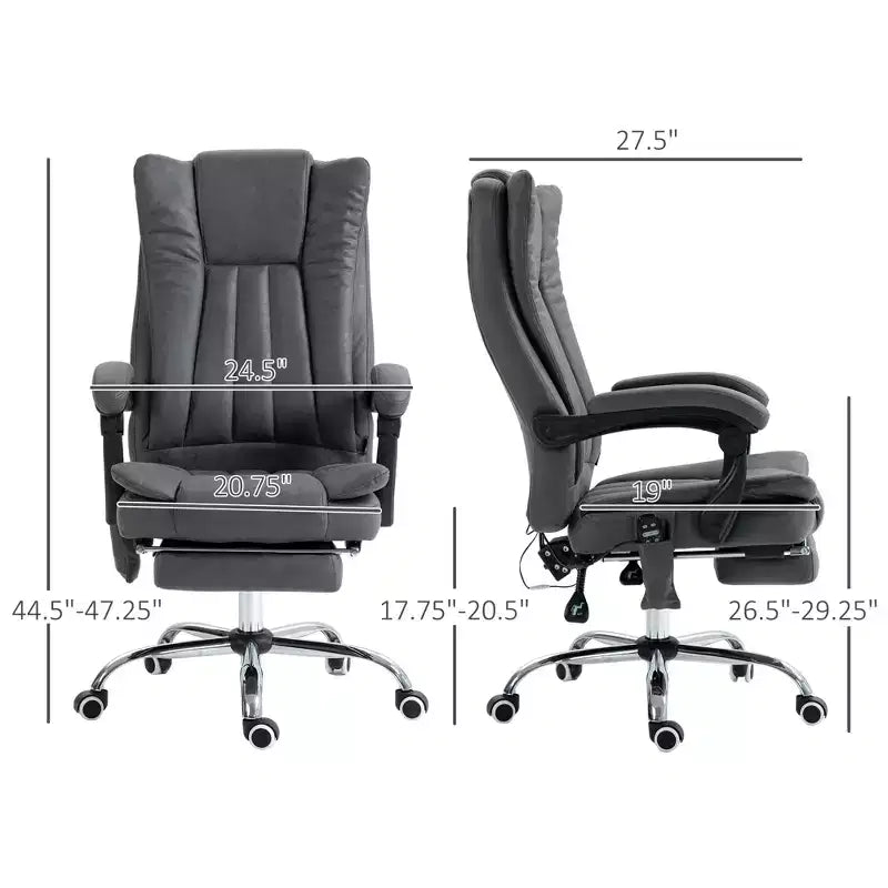 Chaise de bureau de massage avec 6 points de massage et fonction chauffante Fauteuil de bureau inclinable