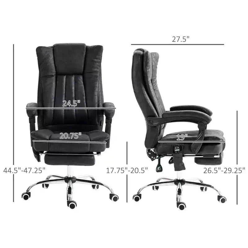 Chaise de bureau de massage avec 6 points de massage et fonction chauffante Fauteuil de bureau inclinable