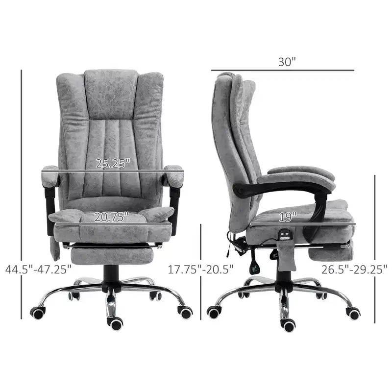 Chaise de bureau de massage avec 6 points de massage et fonction chauffante Fauteuil de bureau inclinable