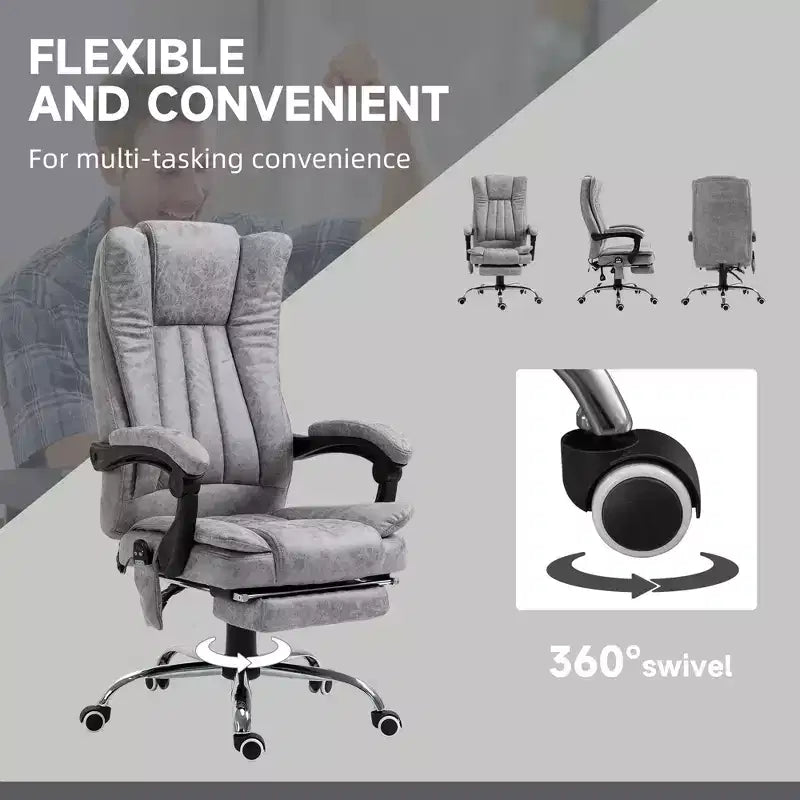 Chaise de bureau de massage avec 6 points de massage et fonction chauffante Fauteuil de bureau inclinable