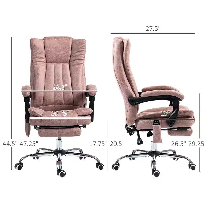 Chaise de bureau de massage avec 6 points de massage et fonction chauffante Fauteuil de bureau inclinable