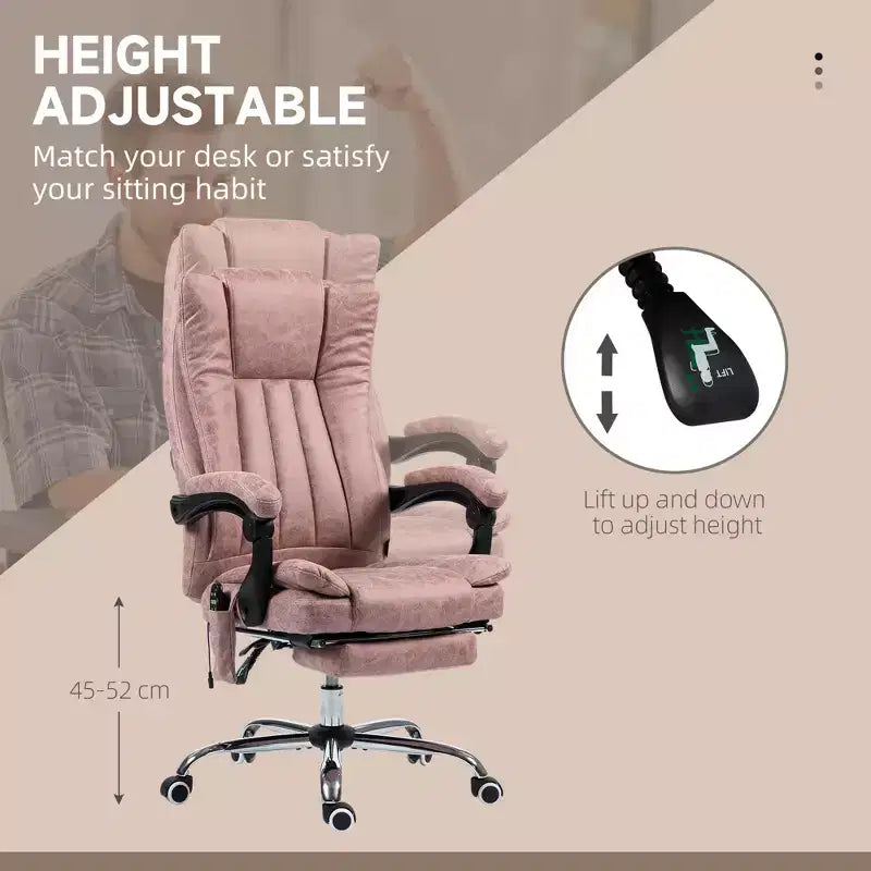 Chaise de bureau de massage avec 6 points de massage et fonction chauffante Fauteuil de bureau inclinable