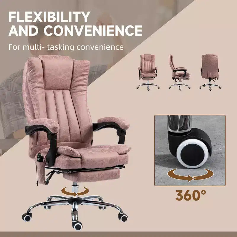 Chaise de bureau de massage avec 6 points de massage et fonction chauffante Fauteuil de bureau inclinable