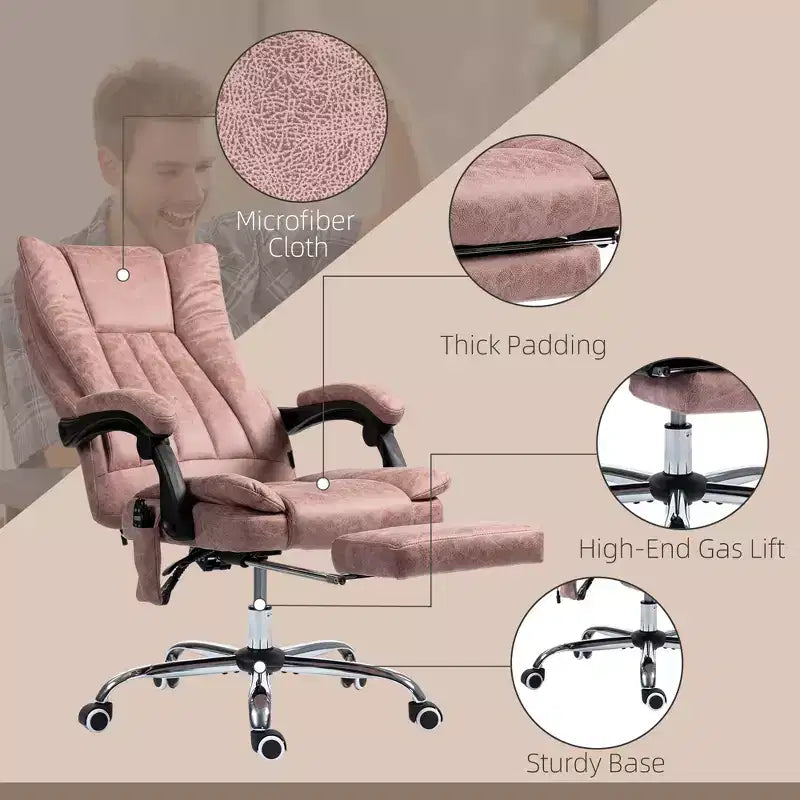 Chaise de bureau de massage avec 6 points de massage et fonction chauffante Fauteuil de bureau inclinable
