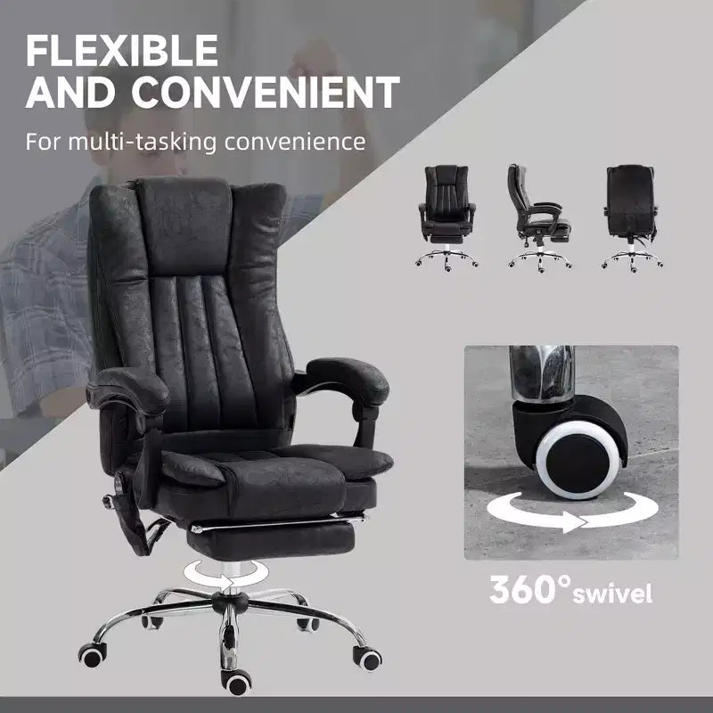 Chaise de bureau de massage avec 6 points de massage et fonction chauffante Fauteuil de bureau inclinable