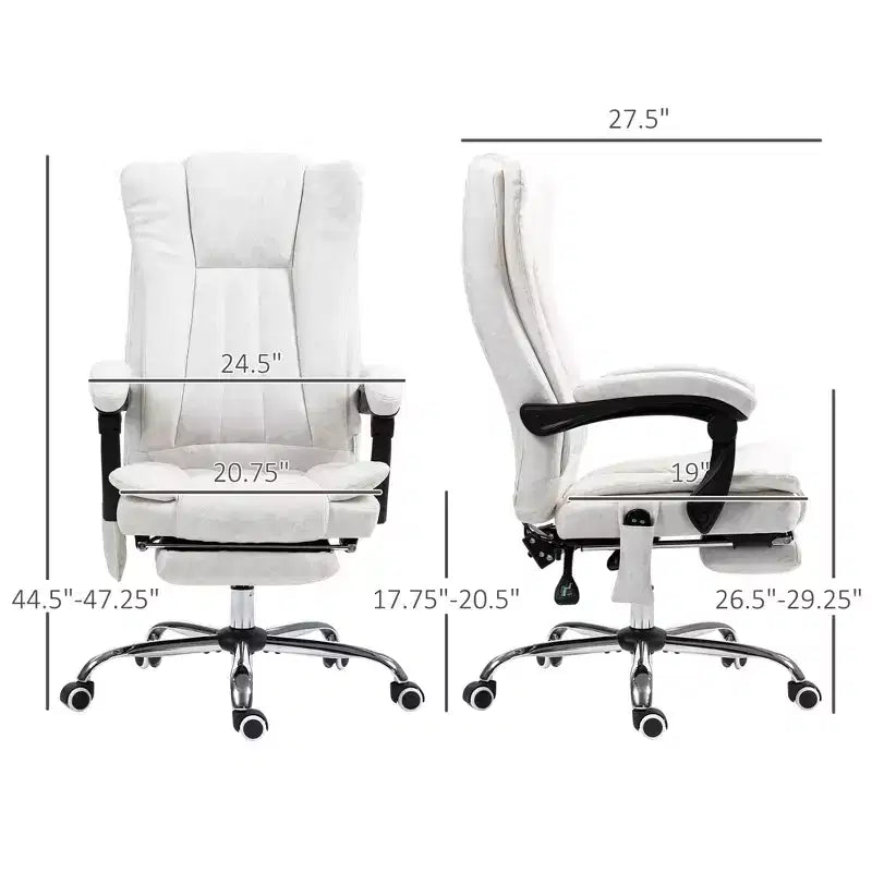 Chaise de bureau de massage avec 6 points de massage et fonction chauffante Fauteuil de bureau inclinable