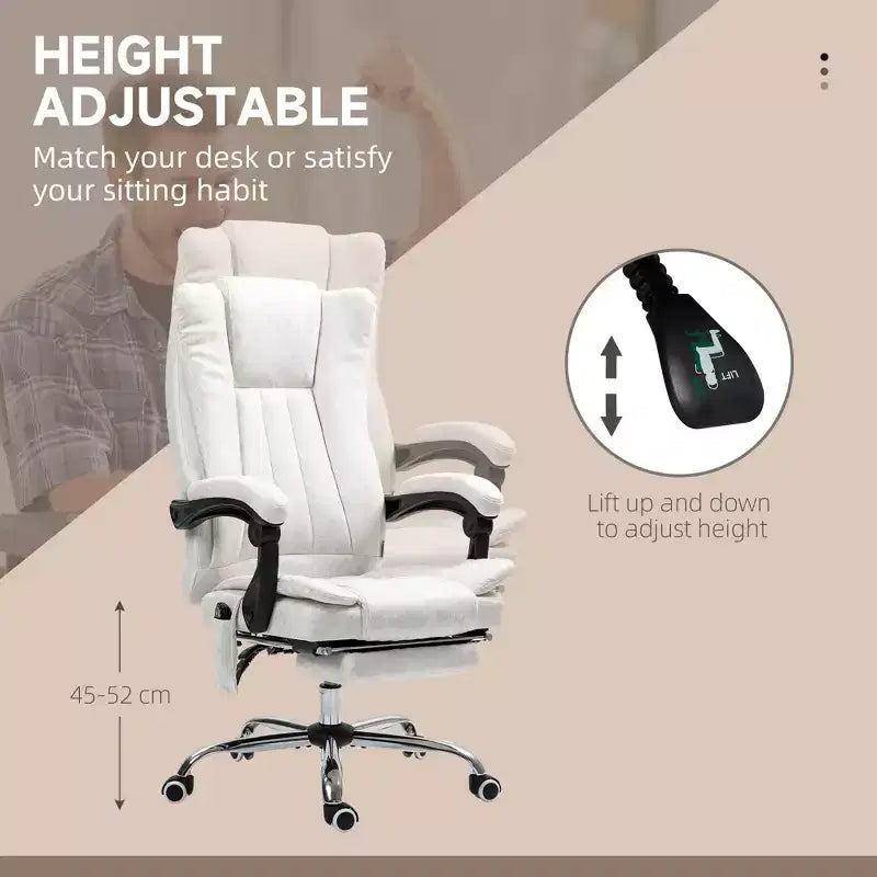 Chaise de bureau de massage avec 6 points de massage et fonction chauffante Fauteuil de bureau inclinable