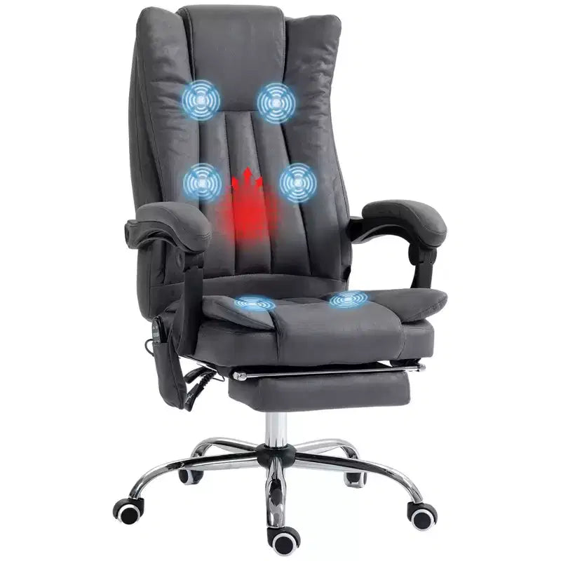 Chaise de bureau de massage avec 6 points de massage et fonction chauffante Fauteuil de bureau inclinable