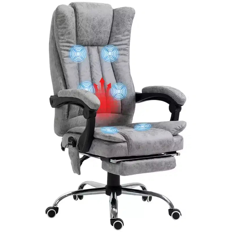 Chaise de bureau de massage avec 6 points de massage et fonction chauffante Fauteuil de bureau inclinable