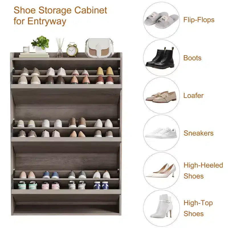 Meuble à chaussures moderne en bois, organisateur autonome avec rangement dissimulé