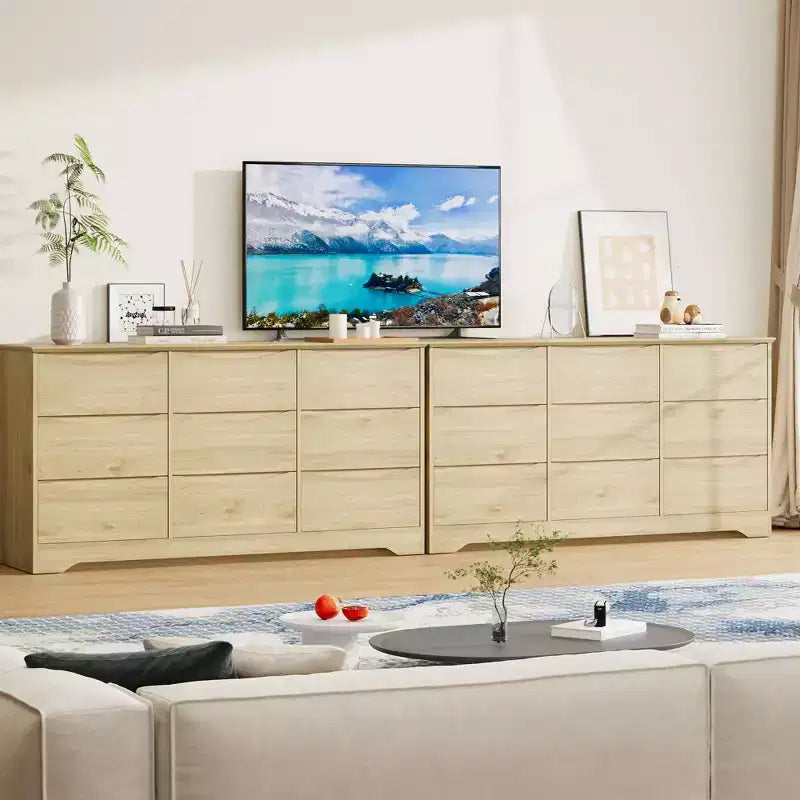Commode moderne en bois à 9 tiroirs, grand chiffonnier
