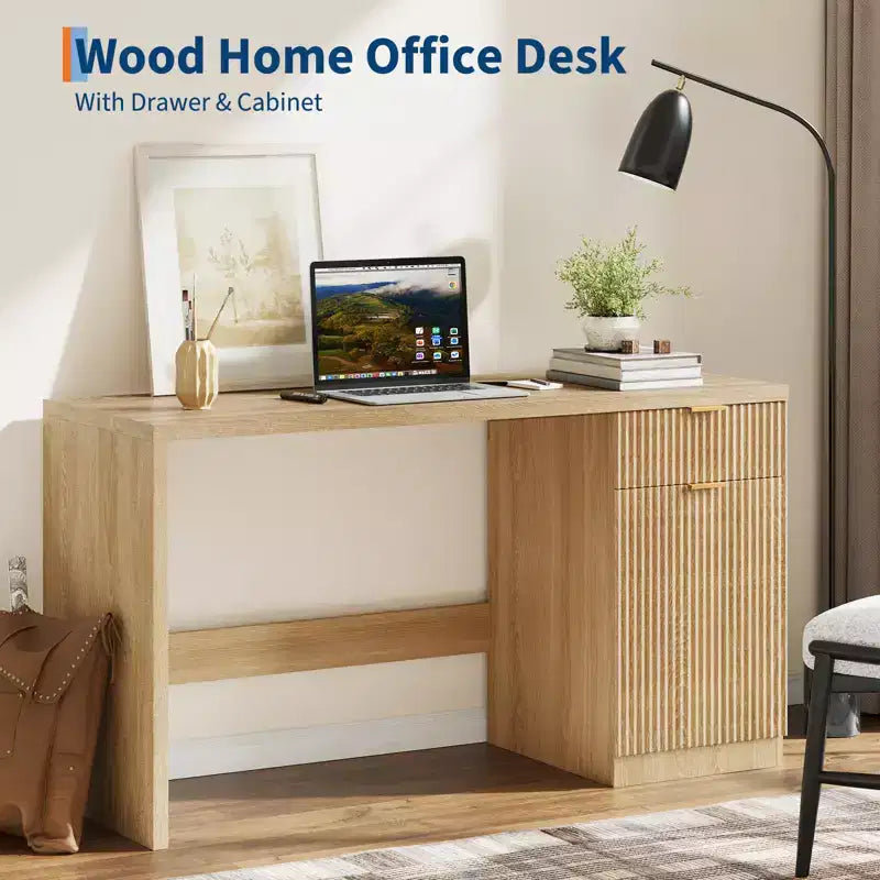 Bureau de direction moderne cannelé en bois pour ordinateur