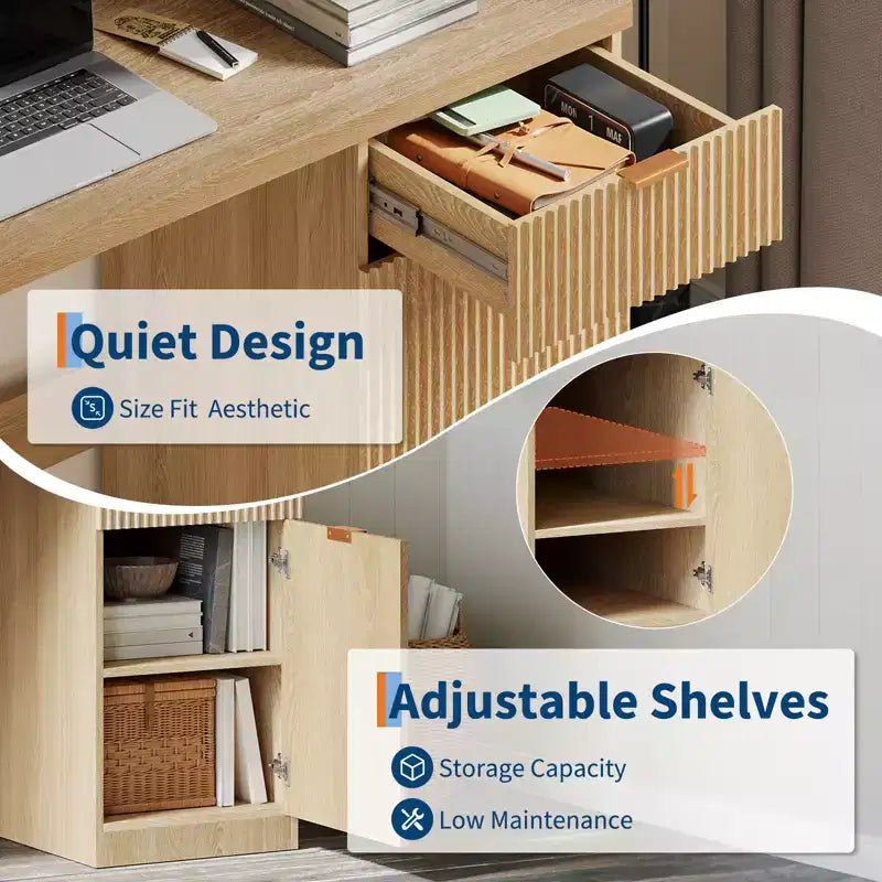 Bureau de direction moderne cannelé en bois pour ordinateur