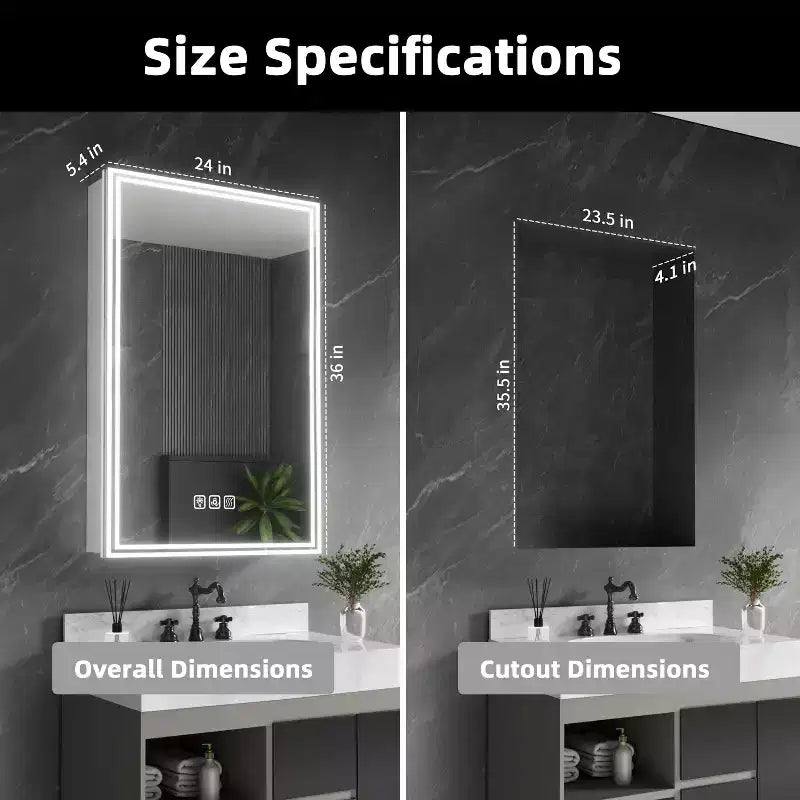 Armoire à pharmacie en aluminium lumineux avec miroir dimmable