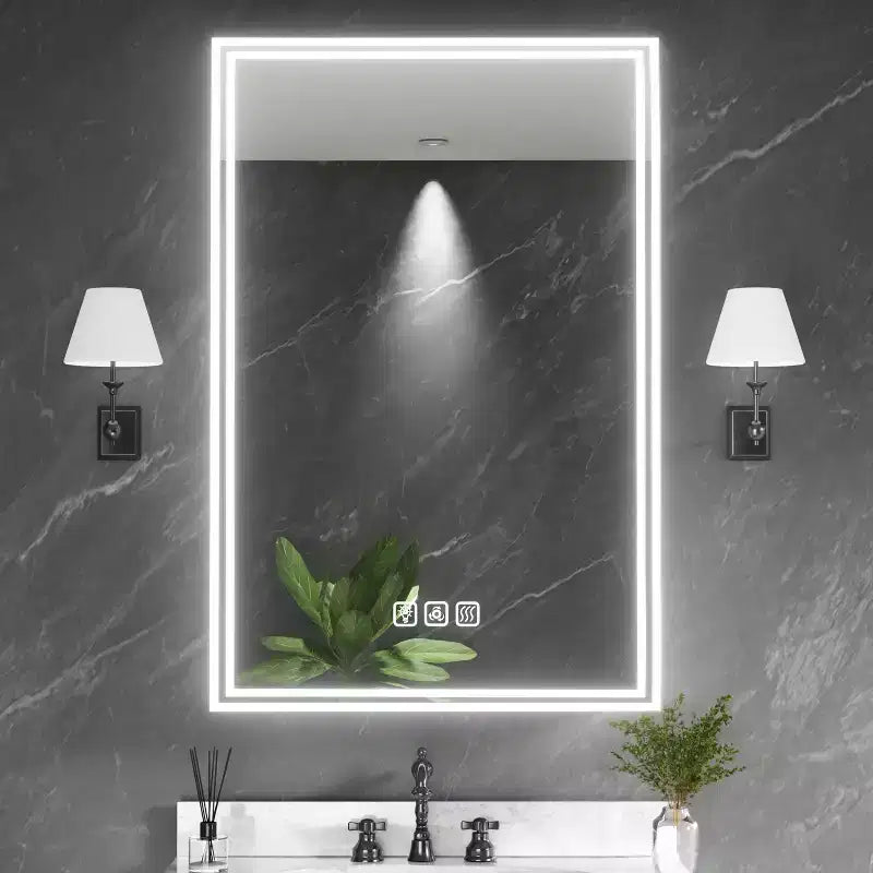 Armoire à pharmacie en aluminium lumineux avec miroir dimmable