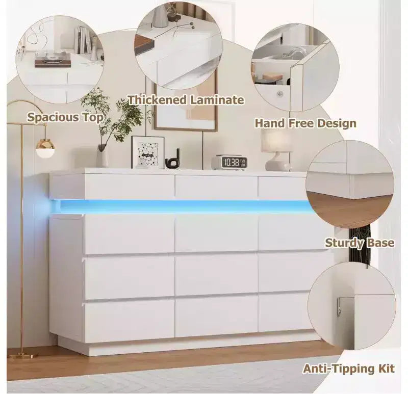 Commode en bois à 12 tiroirs, commode moderne
