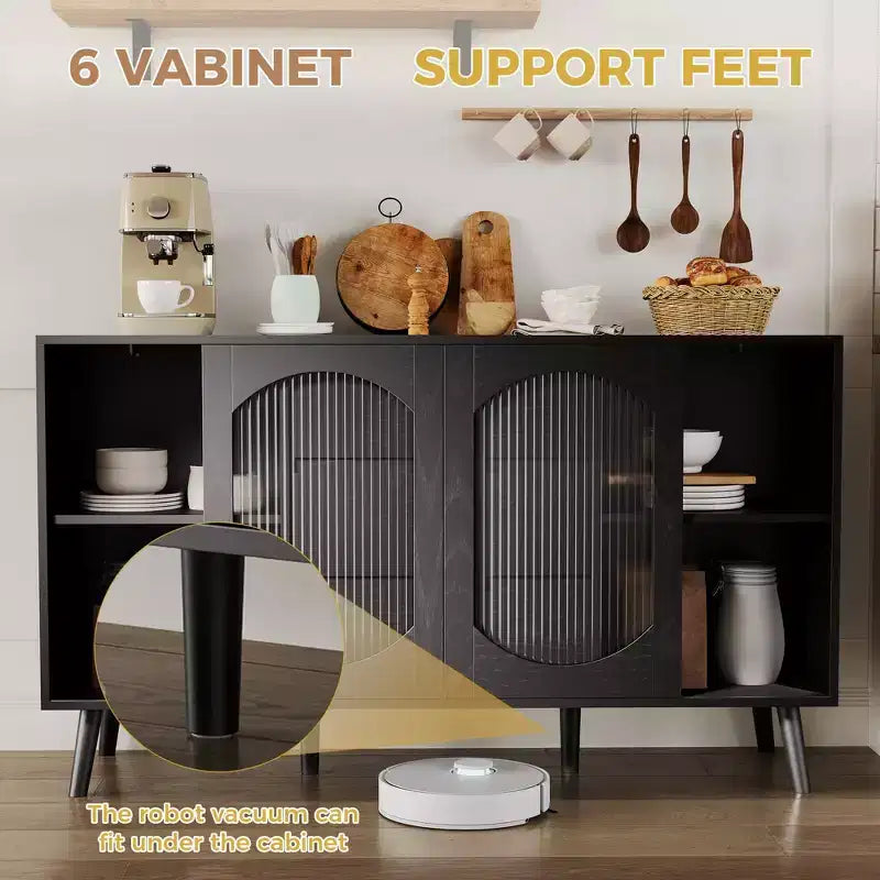 Buffet noir contemporain avec grand rangement