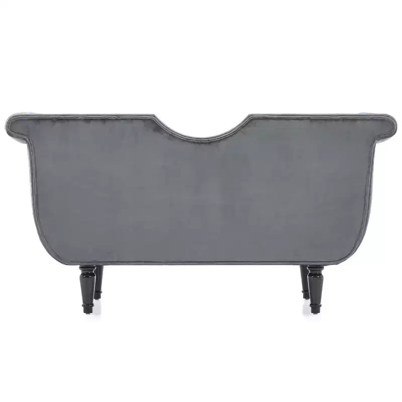 Banc en velours avec accoudoirs roulés et accents cloutés et pied de lit rembourré minimaliste
