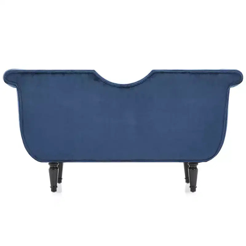 Banc en velours avec accoudoirs roulés et accents cloutés et pied de lit rembourré minimaliste
