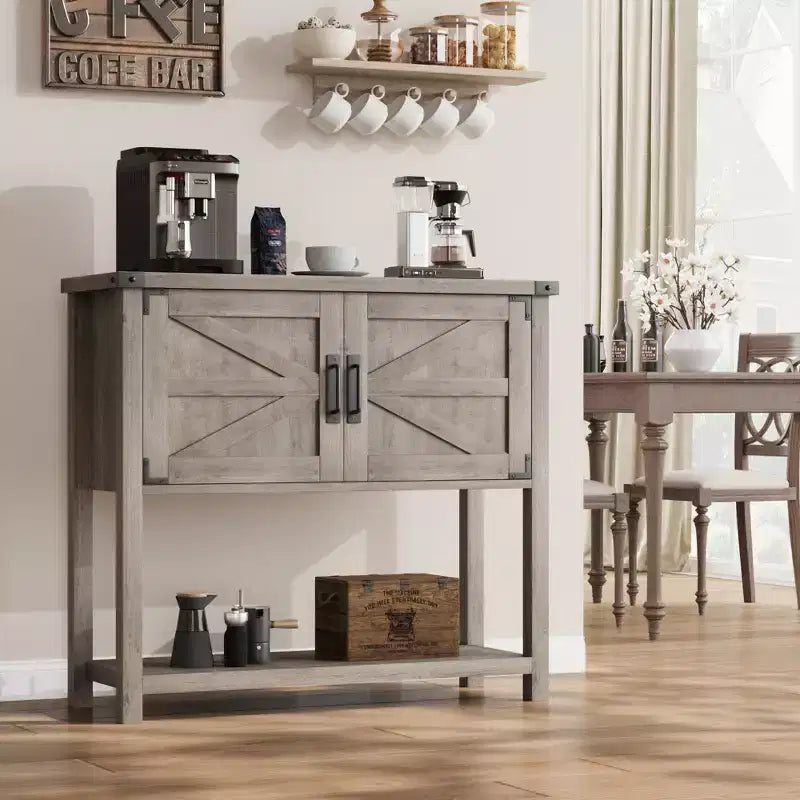 Meuble console de ferme, buffet, meuble de bar à café en bois