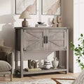 Farmhouse Console Table with 2-Door and 2 Drawers Buffet Cabinet Wood Coffee Bar Cabinet for Kitchen Dining Room Living Room Entryway (White)