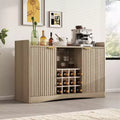 47W Modern Wine Bar Cabinet Freestanding Coffee Bar Cabinet with 9 Glass Holders & 12 Wine Racks Wooden Sideboard Buffet Cabinet Brown