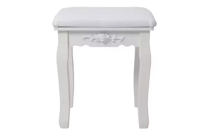 Coiffeuse moderne avec miroir, 4 tiroirs et tabouret assorti
