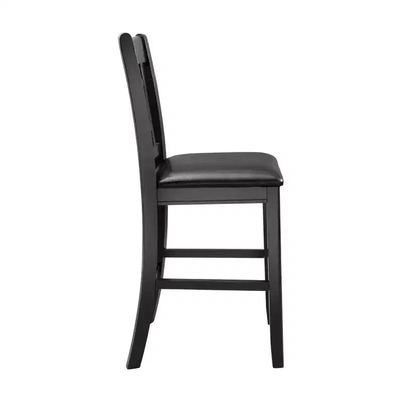 Tabouret de comptoir en bois et similicuir avec dossier Mission