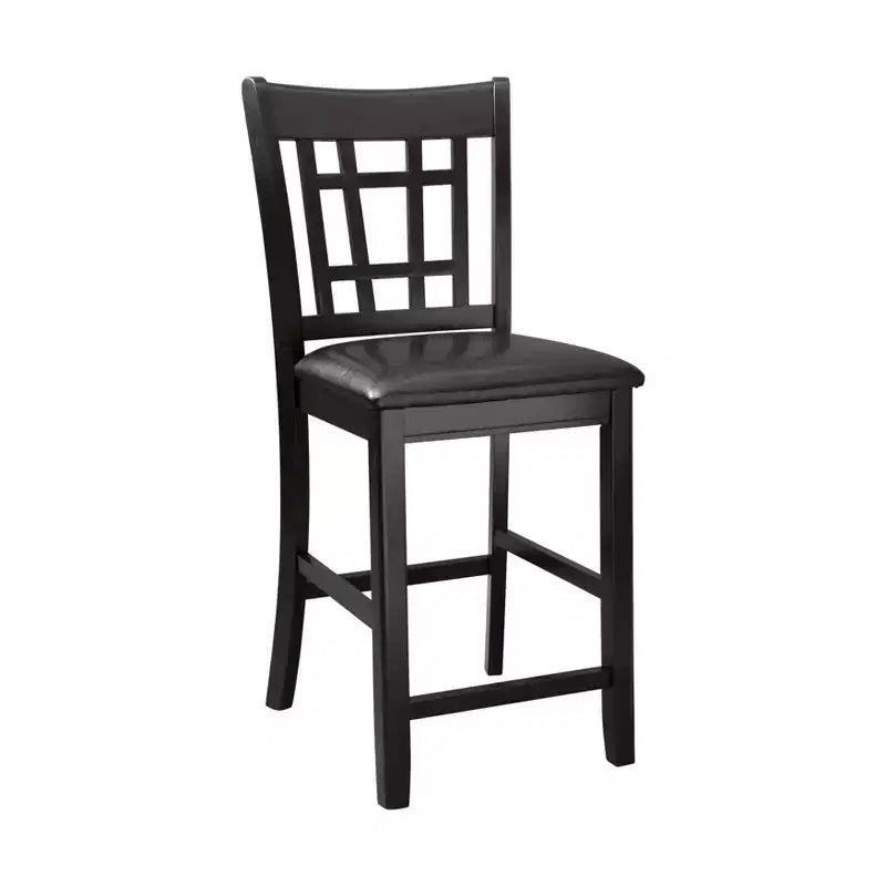 Tabouret de comptoir en bois et similicuir avec dossier Mission