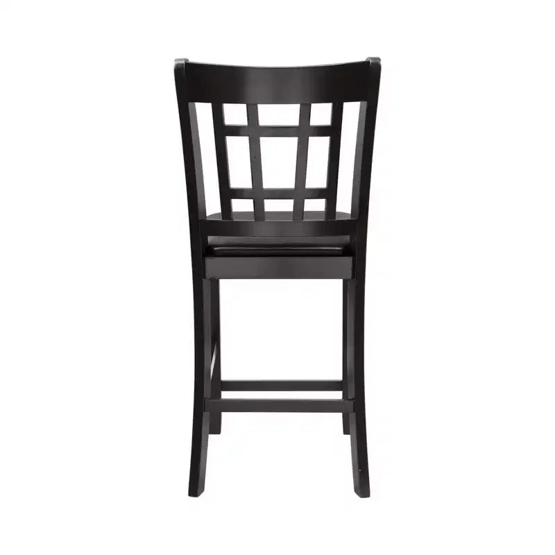 Tabouret de comptoir en bois et similicuir avec dossier Mission