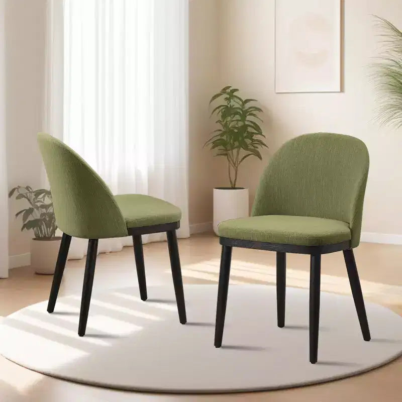 Chaises de salle à manger modernes en tissu, lot de 2, avec pieds en bois rembourrés, chaises d'appoint