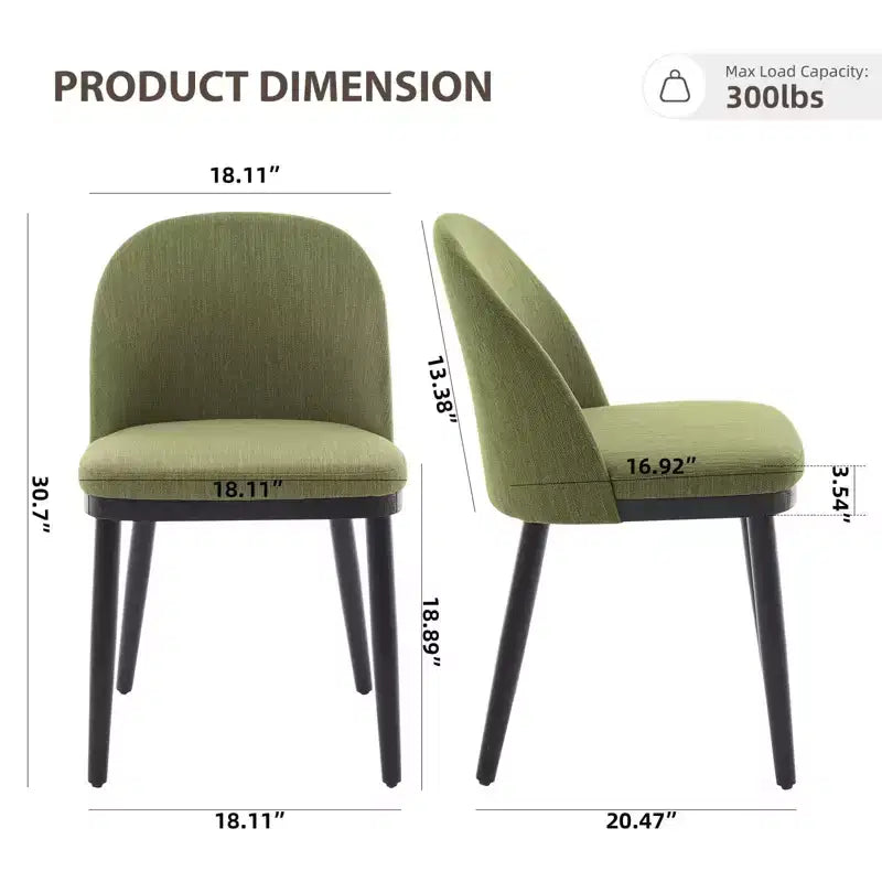 Chaises de salle à manger modernes en tissu, lot de 2, avec pieds en bois rembourrés, chaises d'appoint