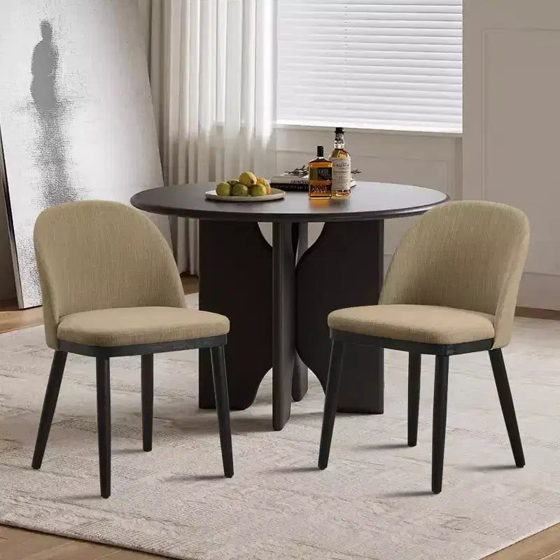 Modern Fabric Dining Chairs Set of 2 - Upholstered Wooden Legs Accent Chairs for Kitchen Living Room & Farmhouse (18W x 22D x 32H)