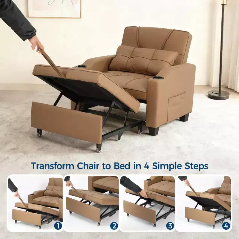 Fauteuil Convertible Lit 3-en-1 Moderne avec Port USB