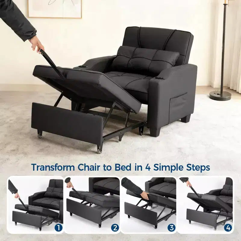 Fauteuil Convertible Lit 3-en-1 Moderne avec Port USB